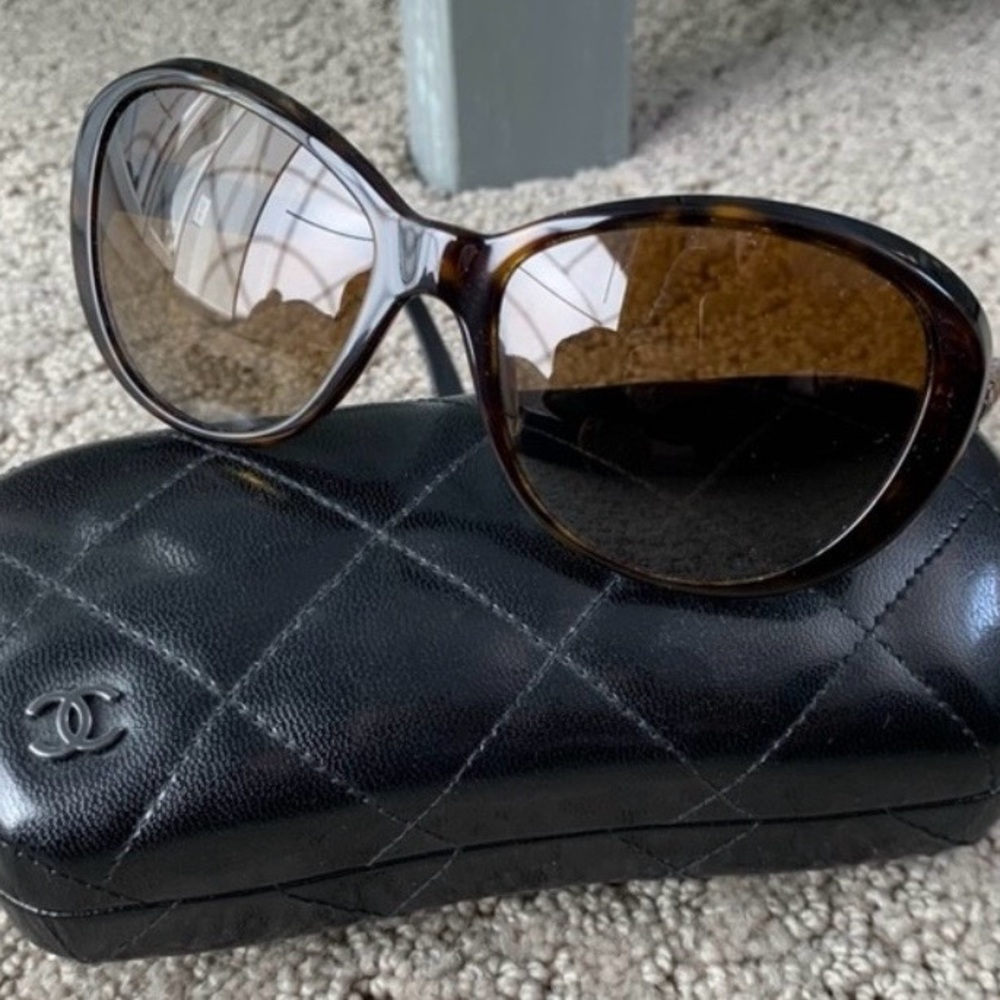 Authentic New CHANEL CH 5241 714/3B 56mm Brown Tweed Rubber Sunglasses - tags on
